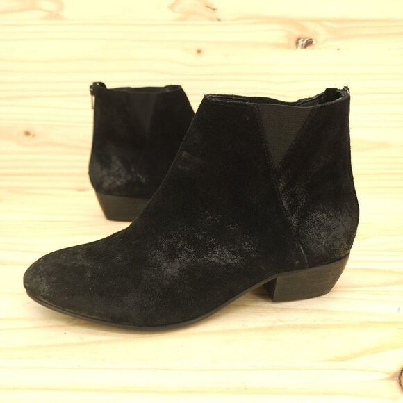 Reba Womens Ankle Boots Sz 7.5 Black Suede Distressed Western Booties Cowgirl - Picture 1 of 9